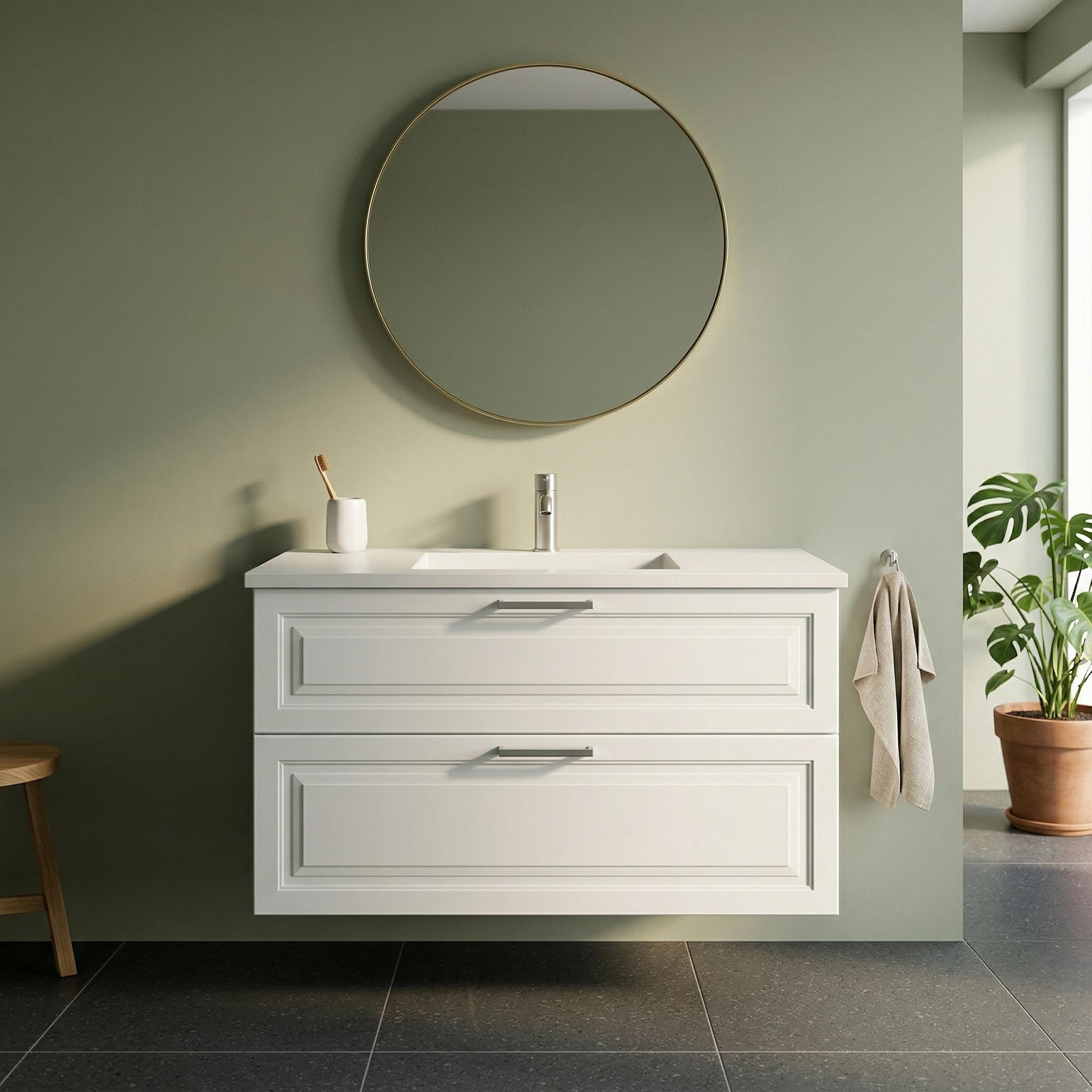 BADESETTT 102 CM Hvit Marmor servant