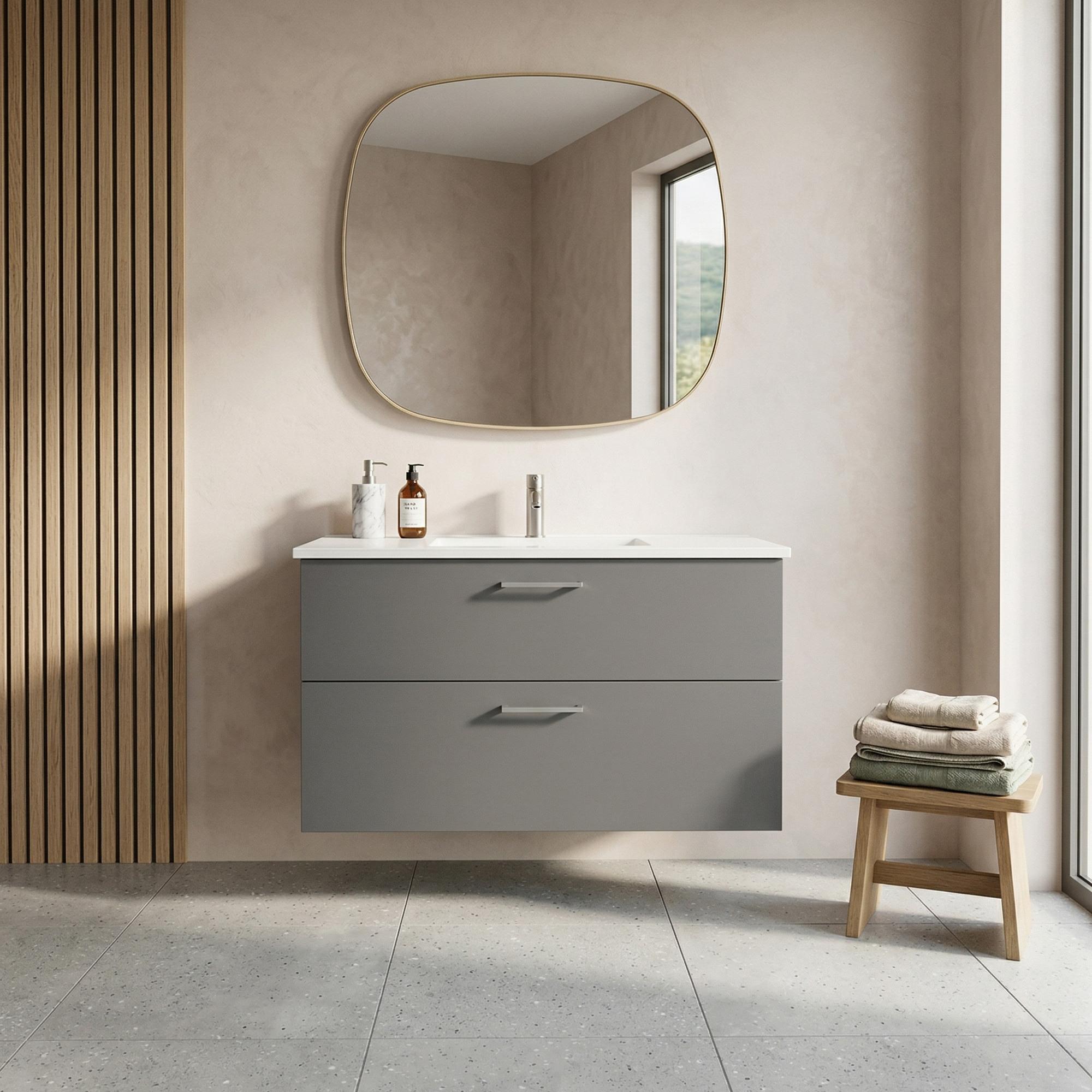 BADESETTT 102 CM Hvit Marmor servant