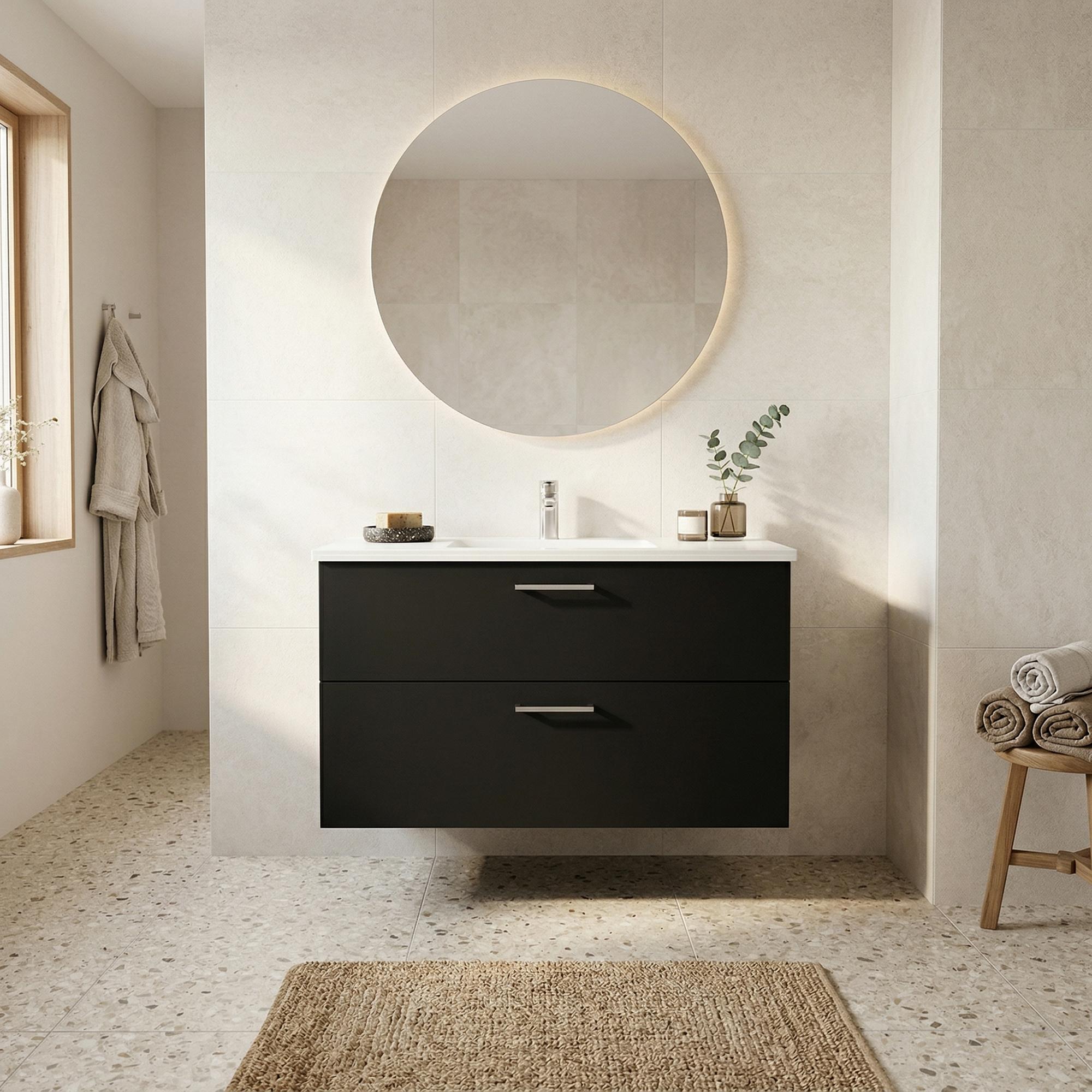 BADESETTT 102 CM Hvit Marmor servant