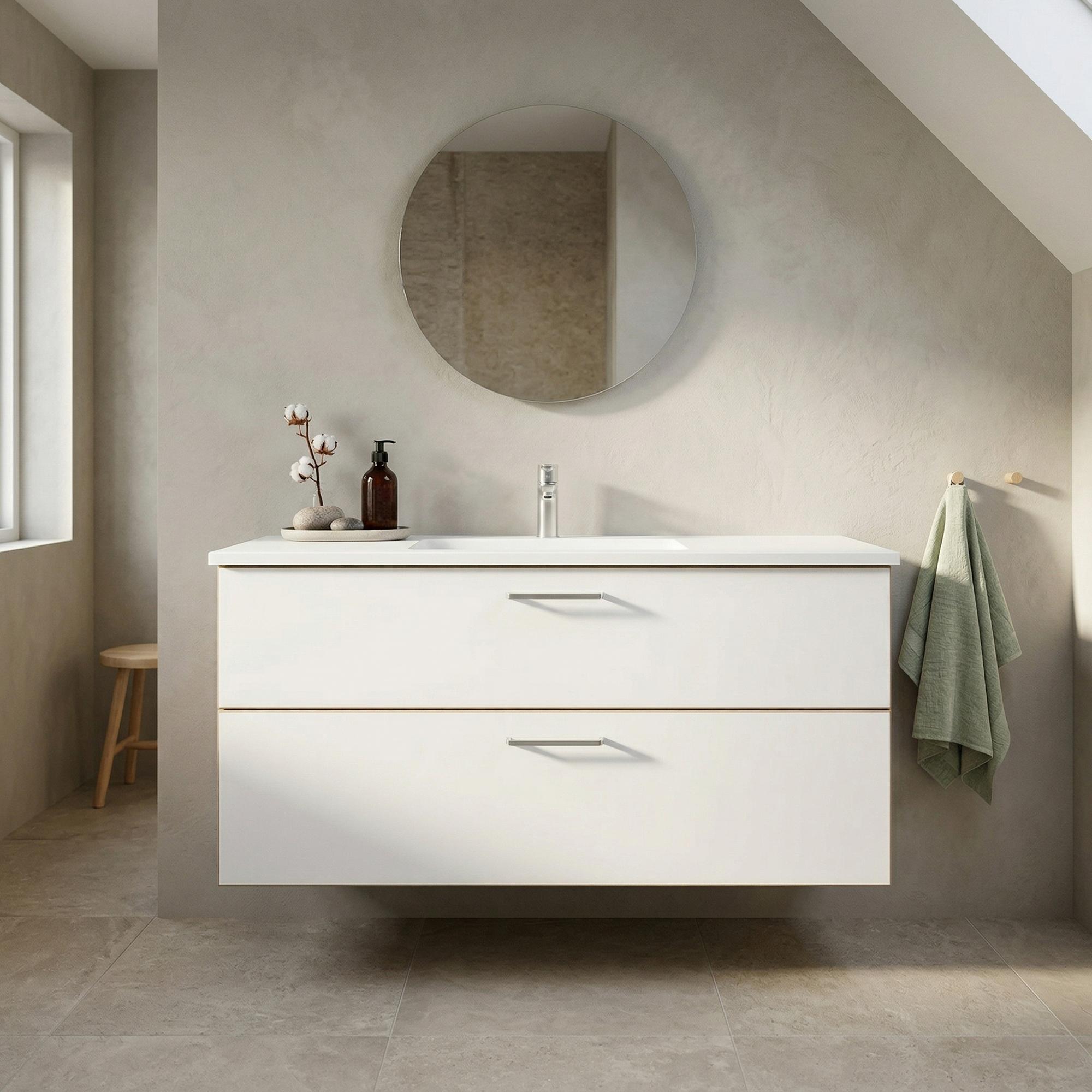 BADESETTT 122 CM Hvit Marmor vask