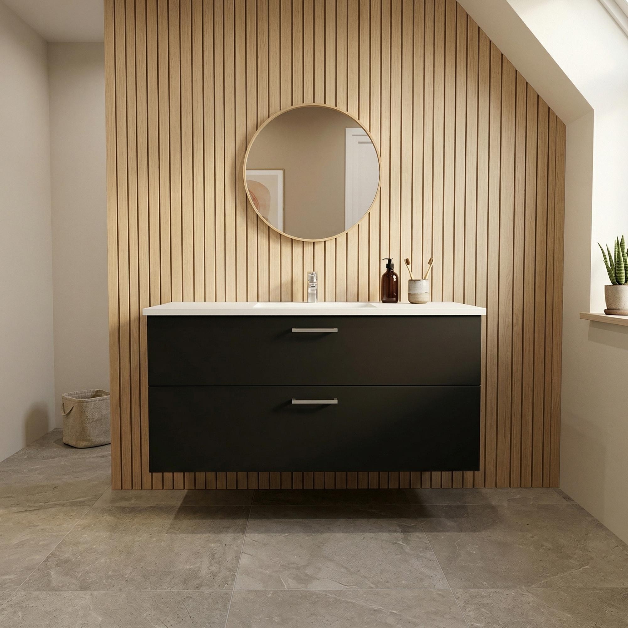 BADESETTT 122 CM Hvit Marmor vask