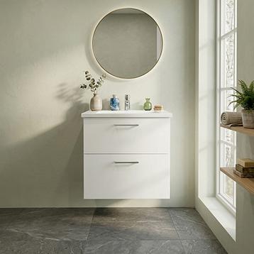 Badsæt B:62 cm med hvid marmor vask  Vælg mellem flere fronter