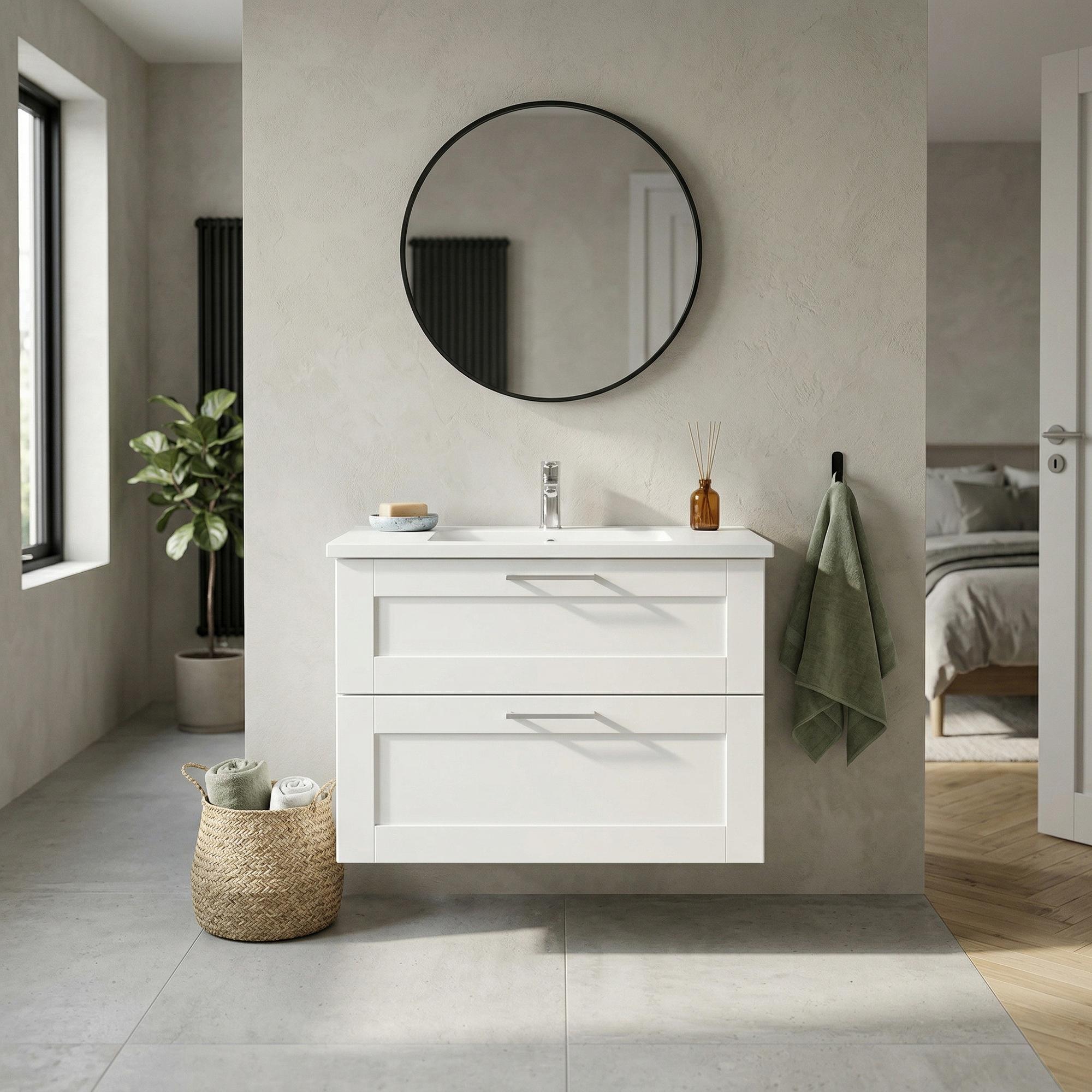 BADESETTT 82 CM Hvit Marmor servant