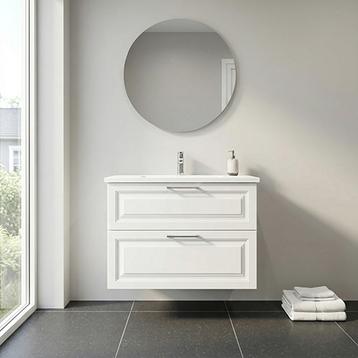  Badsæt B:82 cm med hvid marmorvask<br>Vælg mellem flere fronter