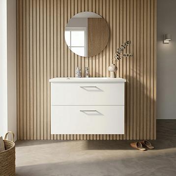  Badsæt B:82 cm med hvid marmorvask<br>Vælg mellem flere fronter