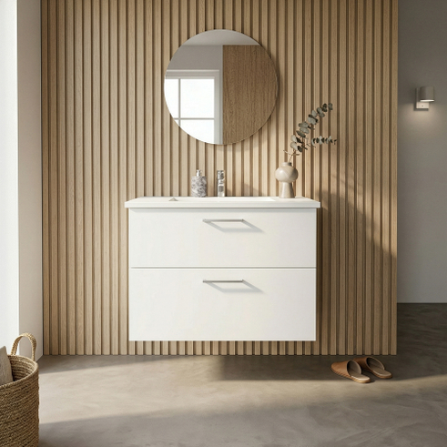 Kitchn  Badsæt B:82 cm med hvid marmorvask<br>Vælg mellem flere fronter