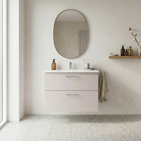 Kitchn  Badsæt B:82 cm med hvid marmorvask<br>Vælg mellem flere fronter