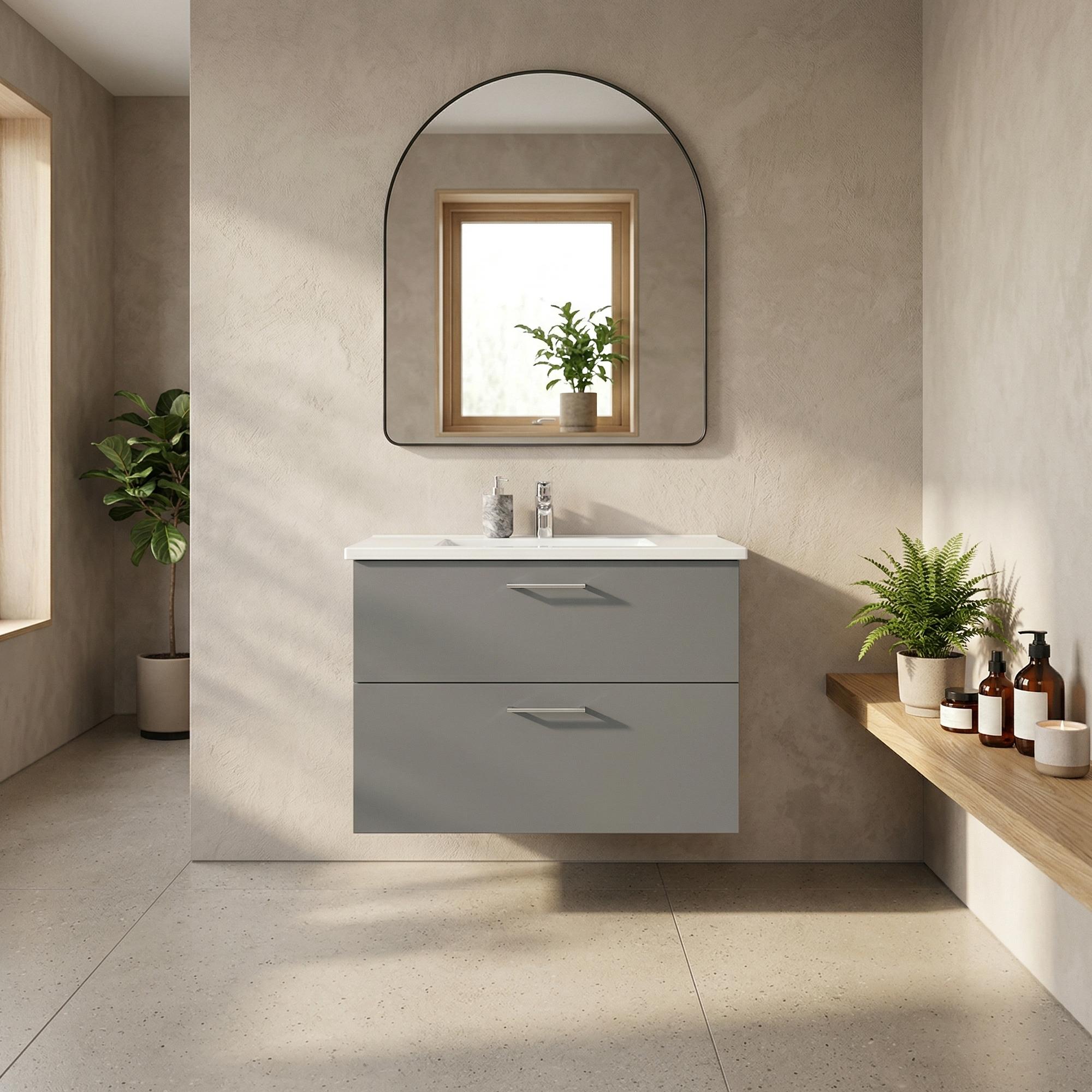 BADESETTT 82 CM Hvit Marmor servant