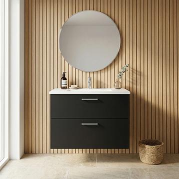  Badsæt B:82 cm med hvid marmorvask<br>Vælg mellem flere fronter