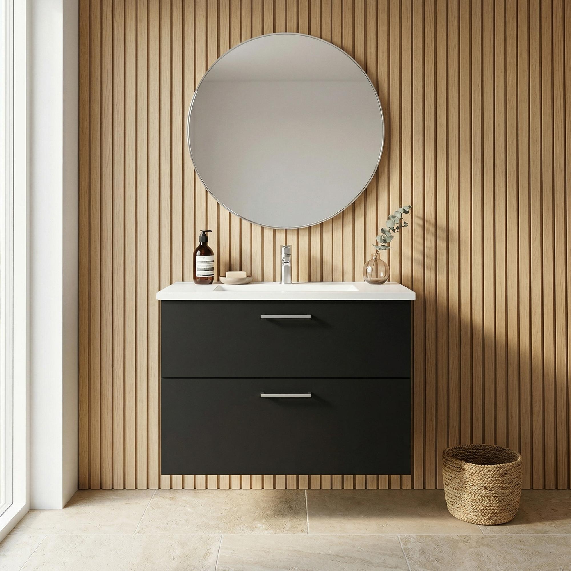 BADESETTT 82 CM Hvit Marmor servant