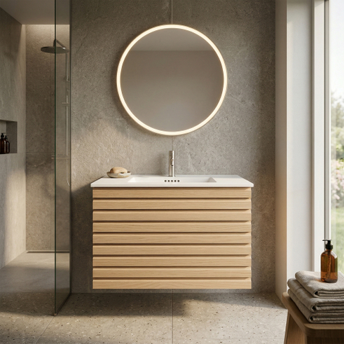 Kitchn Badsæt i Træ 82 cm fra Kitchn med Washington Eg Natur Front