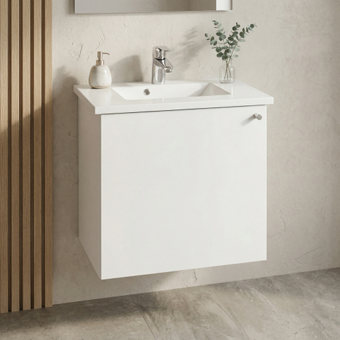 Multi-Living Hvid front small bad underskab med 1 låge og vaskebordplade