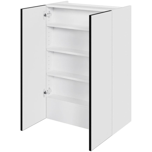 Multi-Living Køkken emhættereol i White/Black line høj H: 89,6 cm D: 34,0 cm - 2 låger inklusiv 3 hylder samt 1 fast bund - Bredde: 60 cm