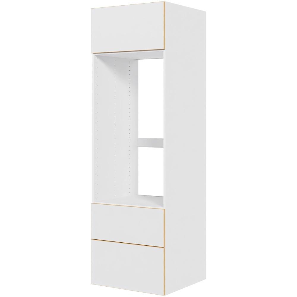 Multi-Living Køkken indbygningsskab i White/Oak Line til ovn H: 195,2 cm D: 60,0 cm - Fuldtudtræk/softluk - Bredde: 60 cm