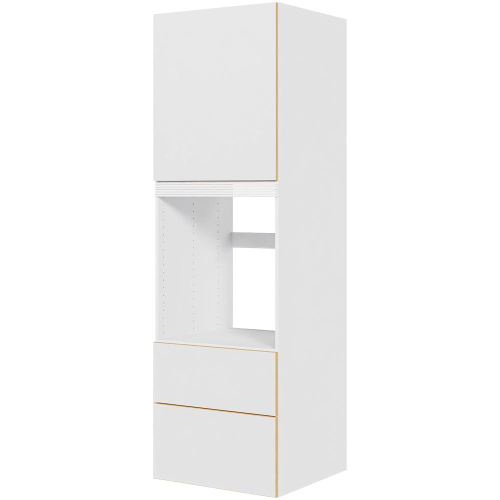 Multi-Living Køkken indbygningsskab i White/Oak Line til ovn H: 195,2 cm D: 60,0 cm - 1 låge & 2 skuffer fuldudtræk/softluk - Bredde: 60 cm