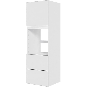 Kjøkken innbyggingsskap i Hvit/Sort linje for stekeovn H: 195,2 cm D: 60,0 cm - 1 korpus & 2 dörfront fullt uttrekk og soft close - Bredde: 60 cm