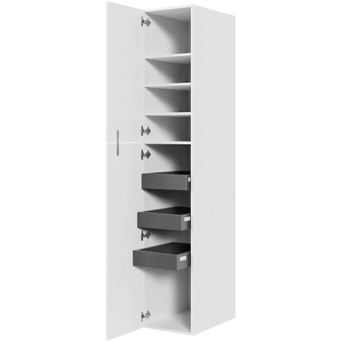 Multi-Living XL Linnedskab 40 cm med 4 hylder, 3 bakker og to-delt låge - deludtræk 
