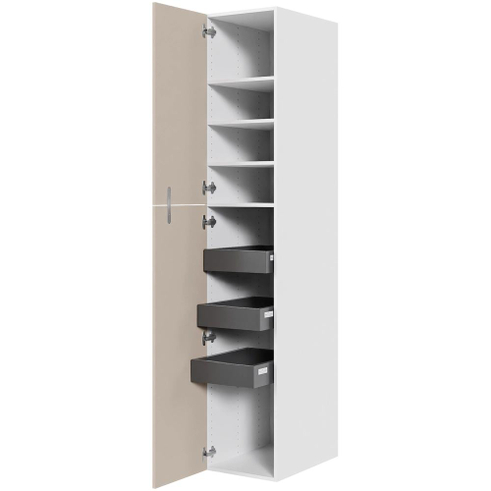 Multi-Living XL Linnedskab 40 cm med 4 hylder, 3 bakker og to-delt låge - deludtræk 