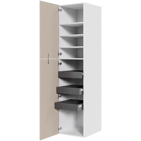Multi-Living XL Linnedskab 50 cm med 4 hylder, 3 bakker og to-delt låge - deludtræk