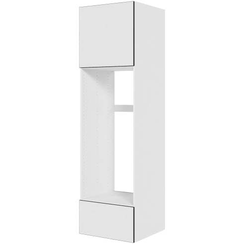 Multi-Living Køkken ekstra højt indbygningsskab til køl  i White/Black line H: 214,4 cm D: 60,0 cm - Toplåge og skuffe deludtræk/softluk - Bredde: 60 cm