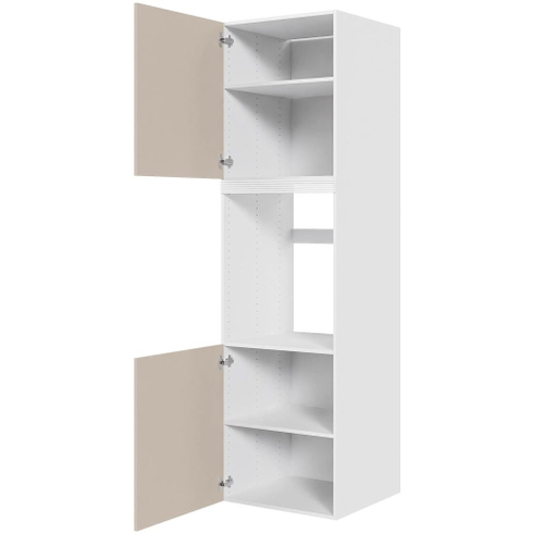 Multi-Living XL Indbygningsskab til ovn 60 cm med 4 hylder, alurist, fronttilpasning og 2 to-delte låger