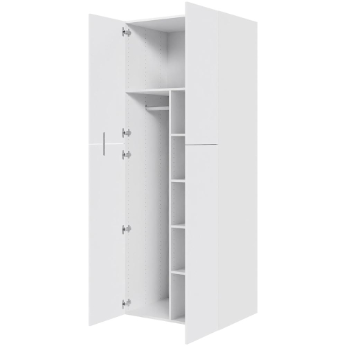 Multi-Living Ekstra højt combiskab  i Hvid Front H: 214,4 cm D: 60,0 cm - 2 låger inklusiv 4 hylde samt 1 oval bøjlestang. - Bredde: 80 cm
