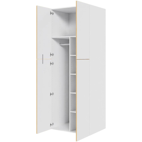 Multi-Living Ekstra højt combiskab  i White/Oak Line H: 214,4 cm D: 60,0 cm - 2 låger inklusiv 4 hylde samt 1 oval bøjlestang. - Bredde: 80 cm