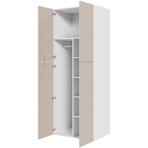 Multi-Living XL Combiskab 80 cm med 4 hylder, bøjlestang og 2 to-delte låger