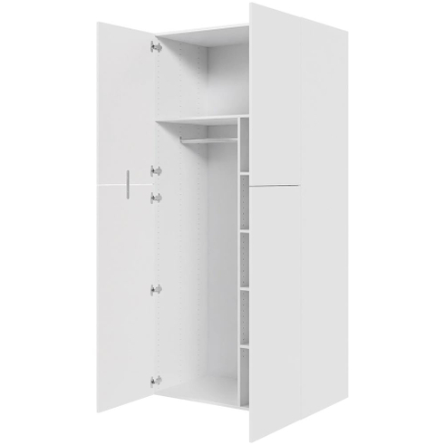 Multi-Living Ekstra højt combiskab  i Malet Hvid Front H: 214,4 cm D: 60,0 cm - 2 låger inklusiv 4 hylde samt 1 oval bøjlestang. - Bredde: 100 cm