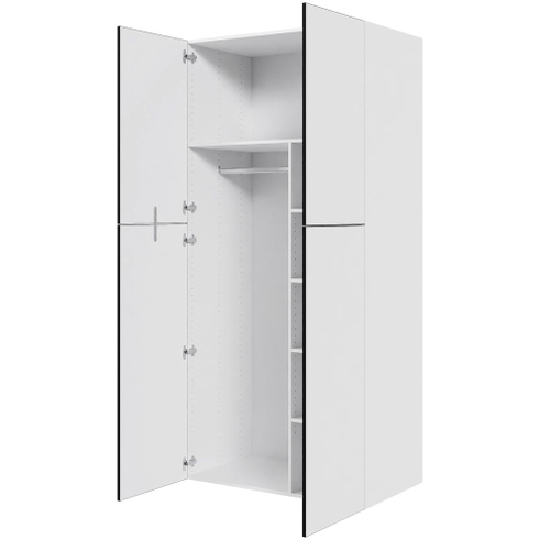 Multi-Living Ekstra højt combiskab  i White/Black line H: 214,4 cm D: 60,0 cm - 2 låger inklusiv 4 hylde samt 1 oval bøjlestang. - Bredde: 100 cm