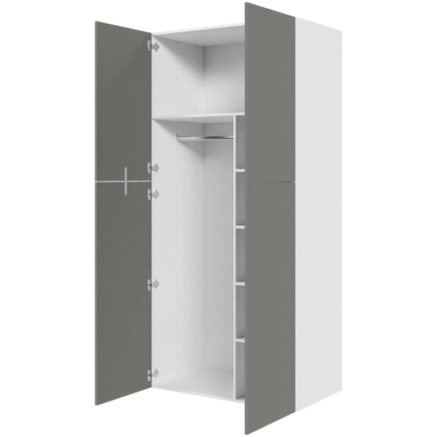 Multi-Living Ekstra højt combiskab  i Cibo Grigio H: 214,4 cm D: 60,0 cm - 2 låger inklusiv 4 hylde samt 1 oval bøjlestang. - Bredde: 100 cm