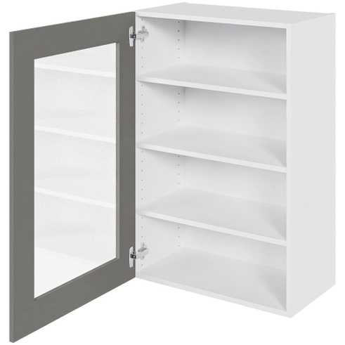 Multi-Living Høj vitrineskab 60 cm med 3 hylder og låge i klar glas