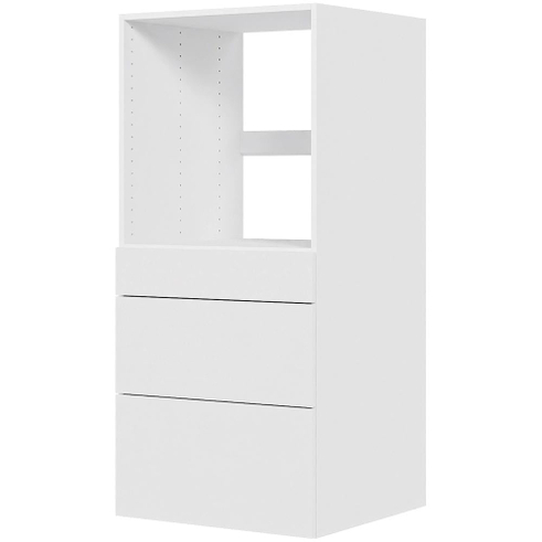 Multi-Living Køkken indbygningsskab i Malet Hvid Front til ovn H: 131,2 cm D: 60,0 cm - 3 skuffer fuldudtræk/softluk - Bredde: 60 cm