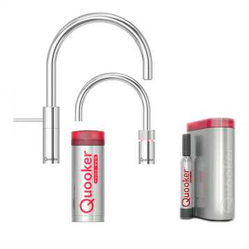 Quooker Nordic Round Twintaps inkl. PRO3 & CUBE - Rustfrit Stål