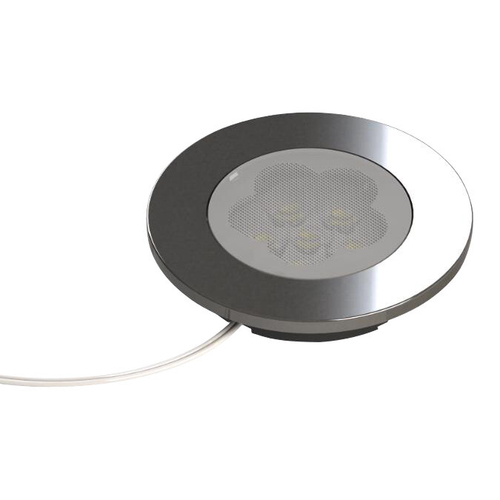LED spot, børstet stål, 2,5W 'dagslys', rund for montering