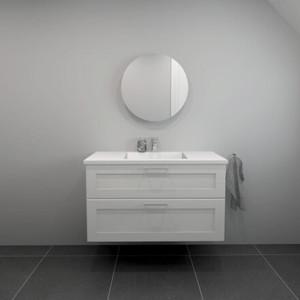 Badsæt B:102 cm hvid marmorvask<br>Vælg mellem flere fronter