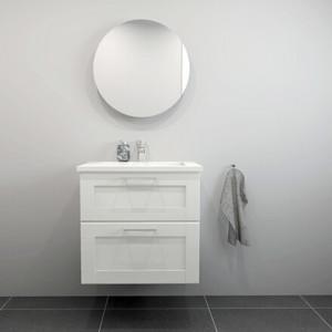 Badsæt B:62 cm med hvid marmor vask <br>Vælg mellem flere fronter