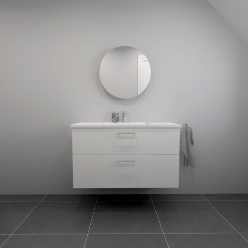 BADSET 102 CM Handfat i vit marmor