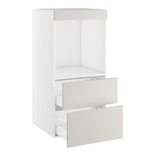 Designskab, t/ovn, blændstykke 64mm, 2 skuffer H:252/316mm, hul: 647mm. H:1248 B:600 D:580