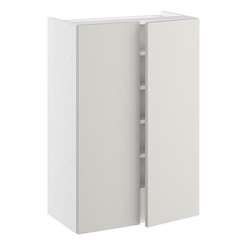 Emhætteskab, m/dobbelt låger, 3 hylder, m/aftagelig bagplade. H:896 B:600 D:320