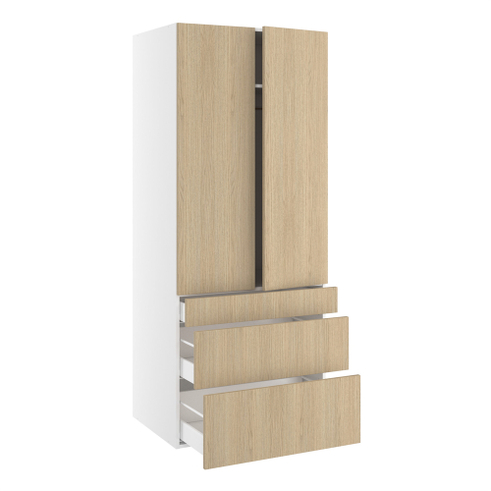 Kitchn Bredt garderobeskab med skuffer og låger