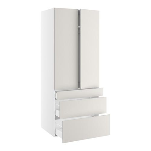 Garderobeskab, 1244mm dobbelt låger, 3 skuffer H:124/252/316mm, 1 hylde, 1 konstruktionshylde, 1 bøjlestang (leveres usamlet). H:1952 B:800 D:580