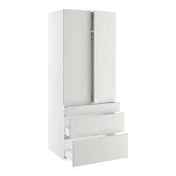 Garderobeskab, 1244mm dobbelt låger, 3 skuffer H:124/252/316mm, 1 hylde, 1 konstruktionshylde, 1 bøjlestang (leveres usamlet). H:1952 B:800 D:580