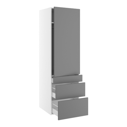 Kitchn Garderobeskab m/3 skuffer, bøjlestang, hylde og konstruktionshylde H:1952 D:580 B:500