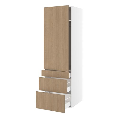 Garderobeskab, 1244mm låge, 3 skuffer H:124/252/316mm, 1 hylde, 1 konstruktionshylde, 1 bøjlestang. H:1952 B:500 D:580