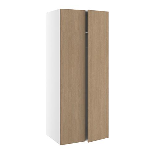 Garderobeskab, m/dobbelt låger, 3 hylder og mellemside, 1 hylde, 1 bøjlestang (leveres usamlet). H:1952 B:1000 D:580