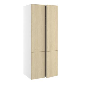 Garderobeskab, m/dobbelt låger, 2-delt sammensat, 3 hylder og mellemside, 1 hylde, 1 bøjlestang (leveres usamlet). H:1952 B:1000 D:580