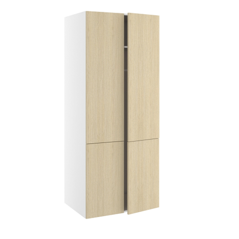 Garderobeskab, m/dobbelt låger, 2-delt sammensat, 3 hylder og mellemside, 1 hylde, 1 bøjlestang (leveres usamlet). H:1952 B:1000 D:580