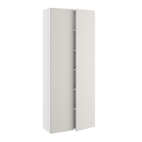 Højskab, halv dybde, m/dobbelt låger, 4 hylder, 1 konstruktionshylde (leveres usamlet). H:1952 B:800 D:320