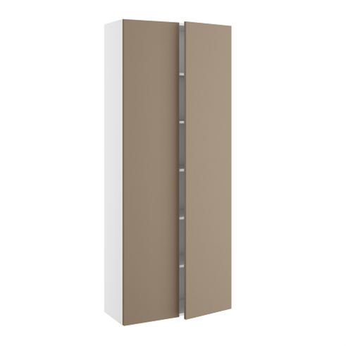 Højskab, halv dybde, m/dobbelt låger, 4 hylder, 1 konstruktionshylde (leveres usamlet). H:1952 B:800 D:320